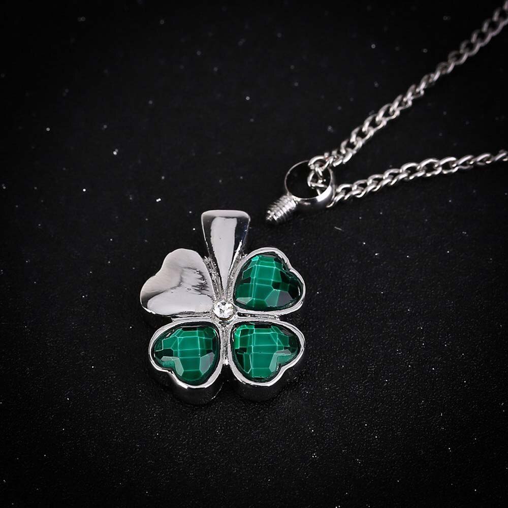 Collier de fiole d'urne de collier commémoratif de trèfle chanceux de pour la chaîne d'acier inoxydable de mémoire de bijoux de crémation de cendres