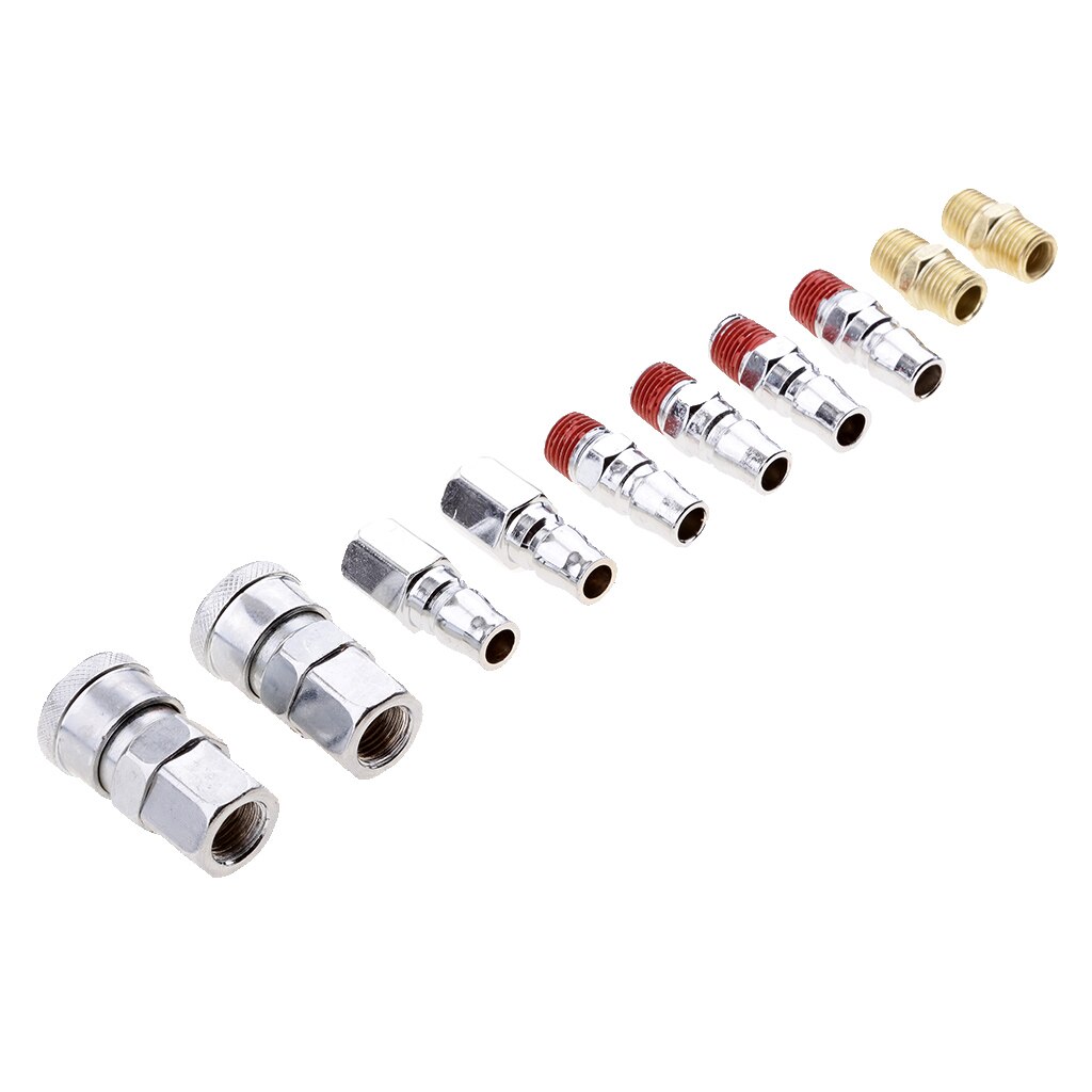 10 Pieces Air Compressor Line Hose Fittings Quick Release Connector 1/4' metal rust proof and corrosion protection