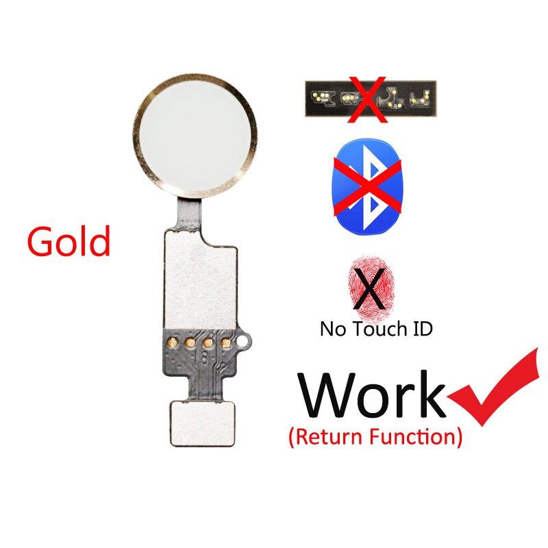 1pcs Home Button with Flex Cable for iPhone 7G 7 Plus 8 8 plus Home button return functions No Touch ID Flex Assembly: working Gold