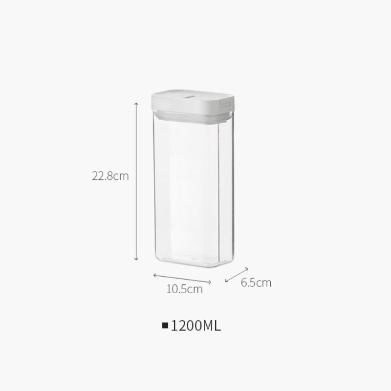 Oppbevaringskrukker kjøkken gjennomsiktig plastboks forseglede bokser med deksel matoppbevaringsbeholder flasker krydderkrukker godterioppbevaringstank: 1200ml