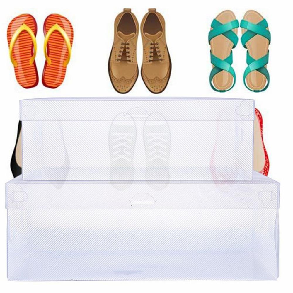 10 Uds. De cajas de almacenamiento de zapatos de plástico transparente para mujeres y hombres, contenedor para zapatos, caja de soporte, caja de zapatos plegable, caja organizadora de zapatos