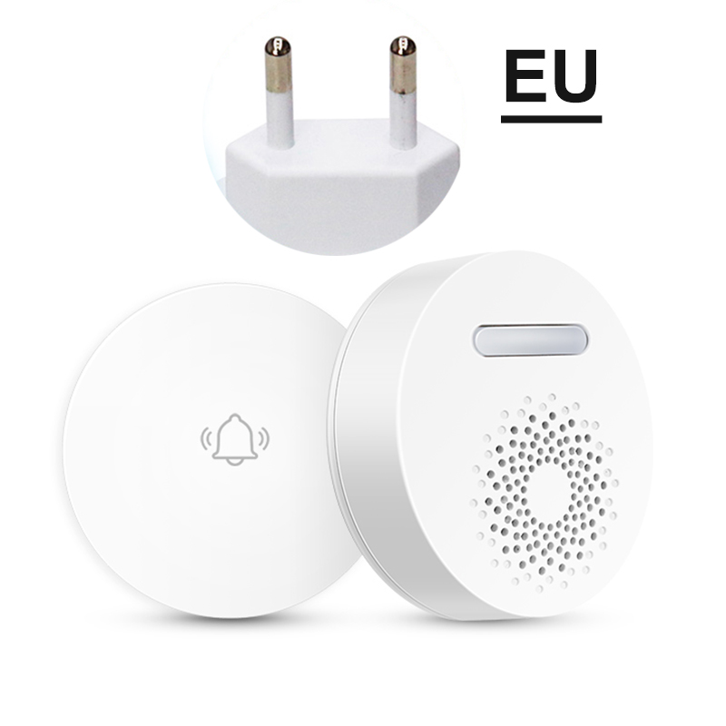 Campanello wireless autoalimentato Spina UE USA UK Opzionale Nessuna batteria richiesta Suoni accordi Suoni Suoneria Pulsante remoto impermeabile 100M: WHITE