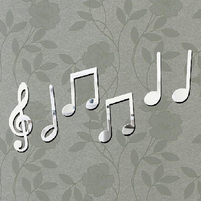 Music Notes Mirror Stickers Carved Wall Stickers Practice Dance Room Bar Living Room Bedroom Art Decorations