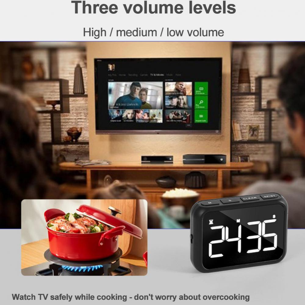 LED Digital Display Electronic Kitchen Timer For Cooking Alarm Clock Rechargeable Baking Shower Study Countdown Time Timer