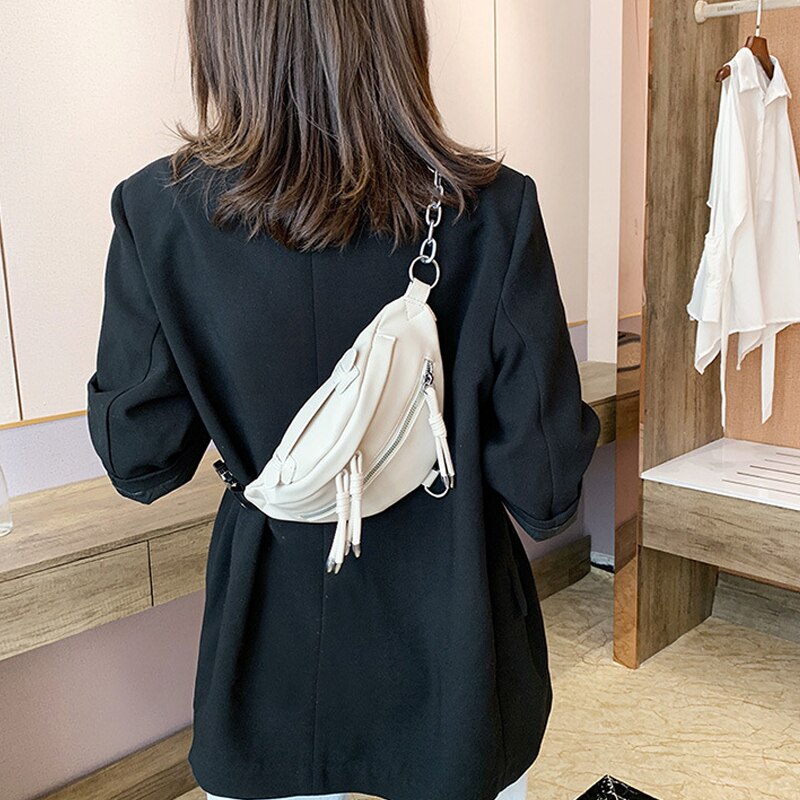 Women Waist Bag PU Leather Women's Handbag Girl Casual Chest Bag Small Lady Travel Shoulder Messenger Bag