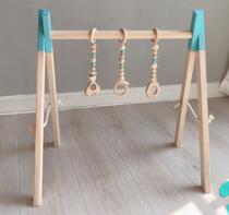Nordic Stijl Babykamer Decor Play Gym Speelgoed Houten Nursery Zintuiglijke Speelgoed Baby Kamer Kledingrek Accessoires Fotografie Props: blue with three toy