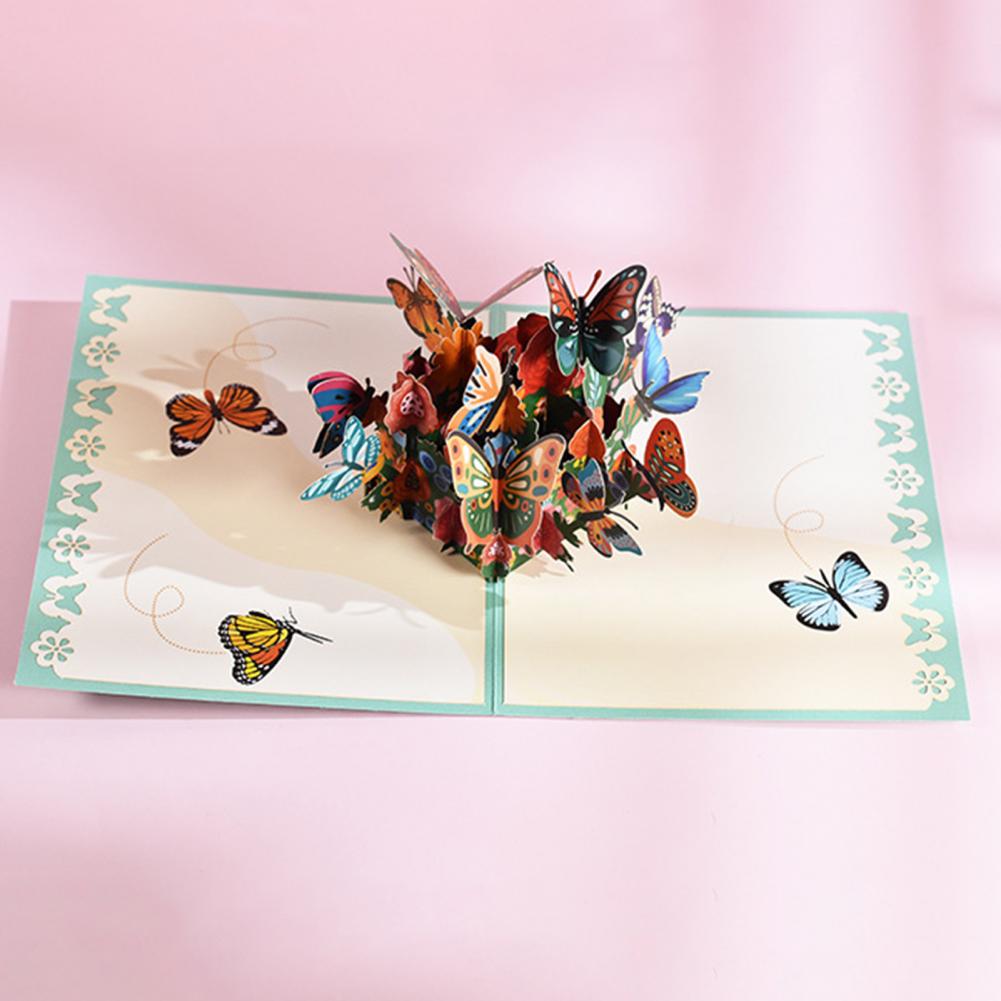 3D Butterfly Birthday Card for Kids Children Cute Animal Pop-Up Greeting Cards Baby Shower