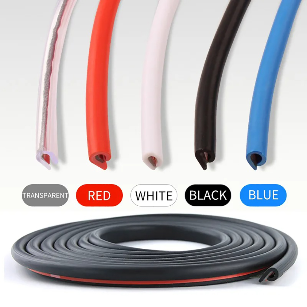 Protectores de Borde de puerta de coche de 5M, tira tipo U, moldura de goma, tira protectora de sellado contra arañazos para decoración de estilo de puerta de coche
