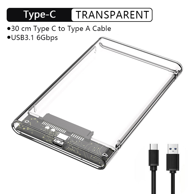 UTHAI TM05 Typ-C Transparente Box HDD Gehäuse 3.1 Notebook 2,5 Zoll SSD Solid State Mechanische Mobile Festplatte Box USB3.1: WHITE