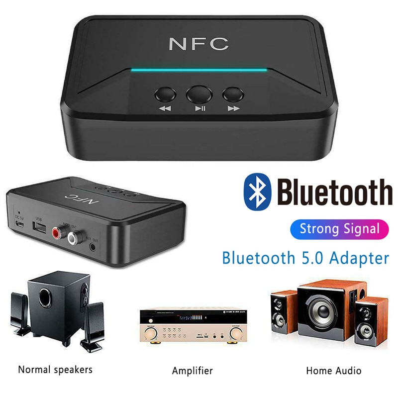Nfc 3.5Mm Aux Rca Jack Hifi Stereo Audio Draadloze Adapter Bluetooth 5.0 Audio-ontvanger Dongle Voor Carkit Speaker