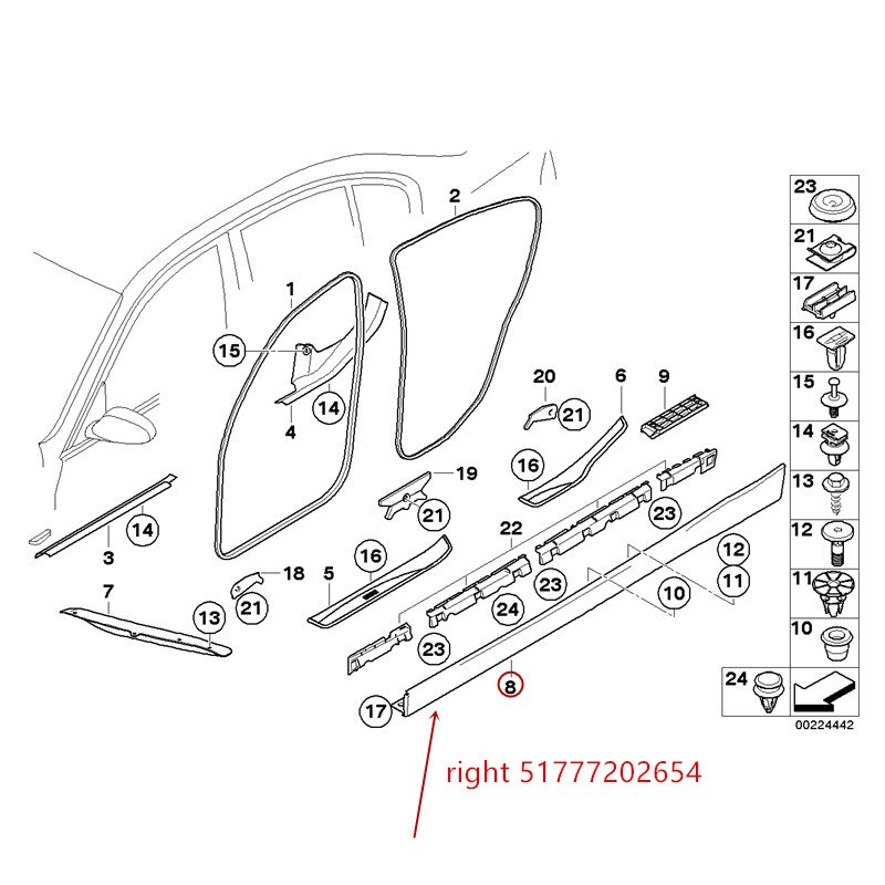 51777202654 51777202654 Side rok autodeur trim Geschikt voor 3 serie E90 316I 320I 323I 325Ib mw2008 Onder rok: Army Green