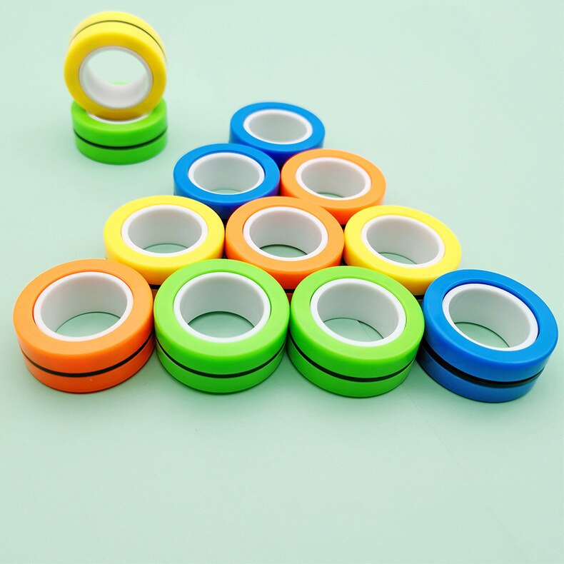 Anti-Stress Finger Magnetic Rings Kids Decompression Fingertip Toys Magic Ring Props Tool For Autism ADHD Anxiety Relief spinner