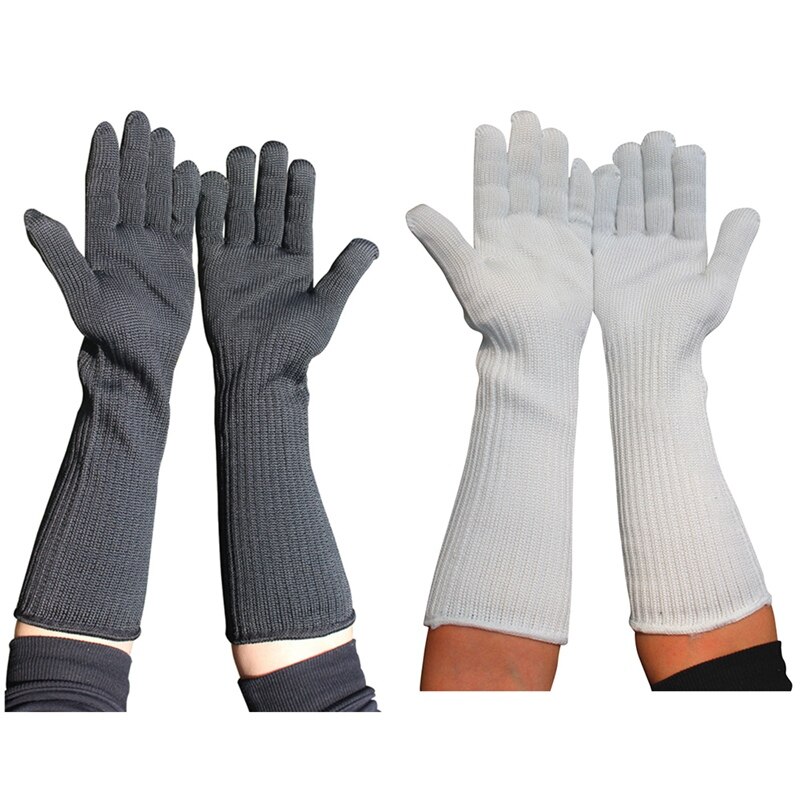 2PCS Long Sleeve Anti-cutting Steel Glove for Protective Hand
