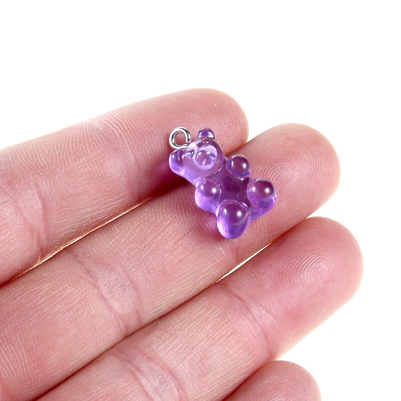 50pcs pcs/lot Mix 8/10 Colors Cute Resin Bear DIY Patch Findings Gummy Earrings Keychain Necklace Pendant Jewelry Accessories