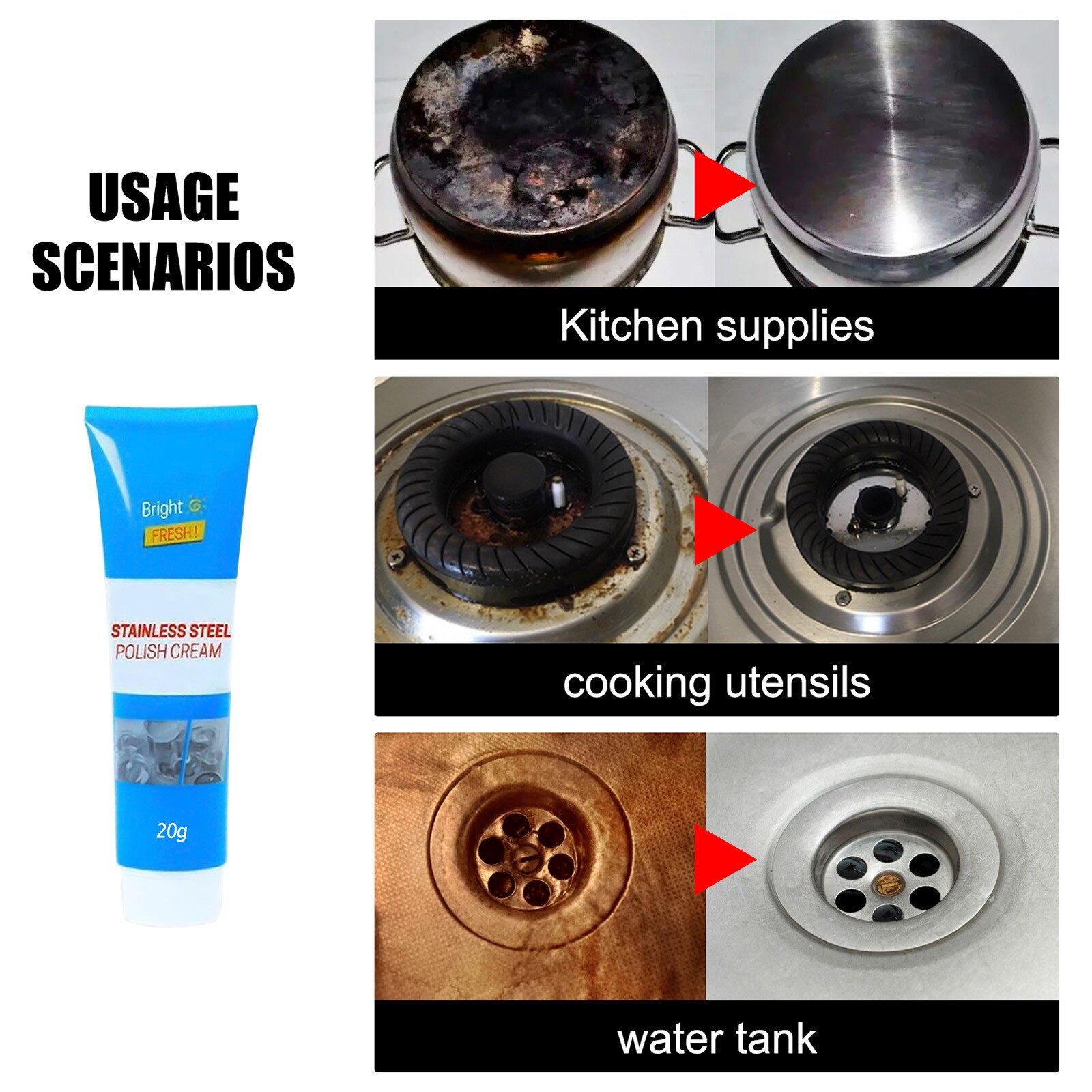 1pc stainless steel cleaning paste kitchen utensil polishing paste metal removal stainless steel grease polishing paste чистый: B