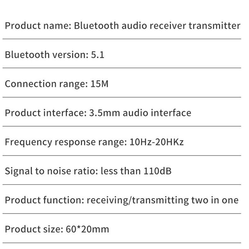 Bluetooth 5.1 Adapter 3.5 Mm Jack Auxiliary Receiver, 2 In 1 Wireless Transmitter And Receiver,For TV, PC, Car Audio