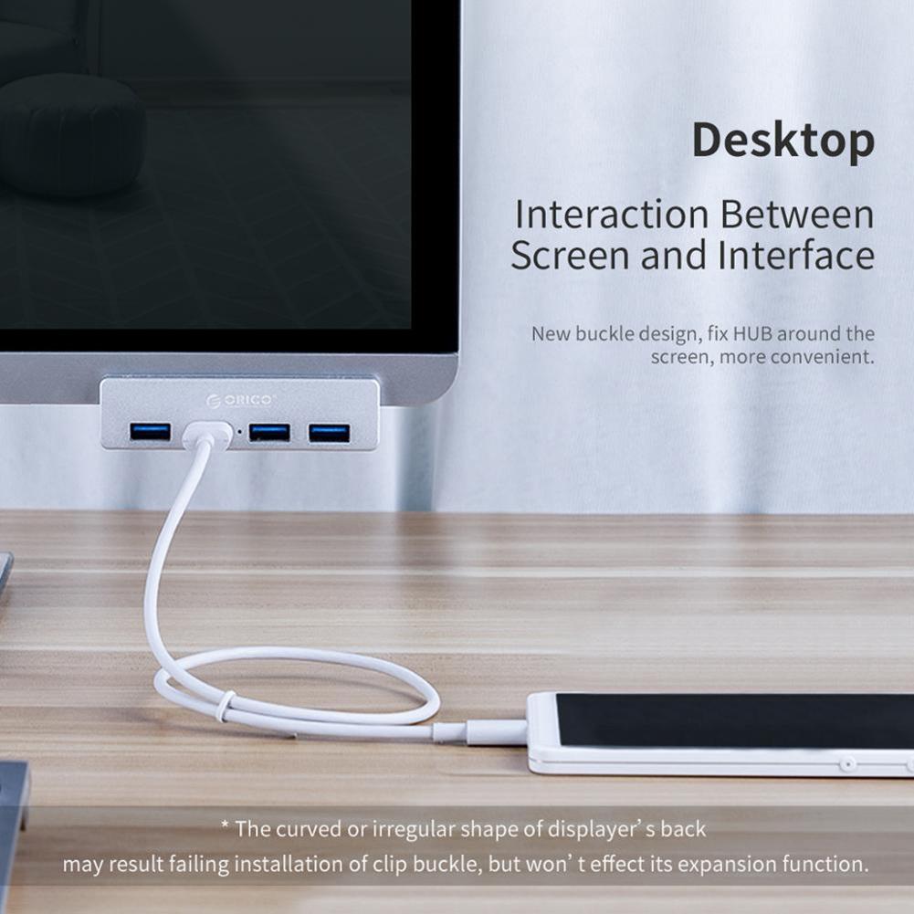 Orico  mh4pu- p usb hub aluminium ekstern 4 porte usb 3.0 usb splitter med 10-30mm justerbart klip til macbook desktop bærbar pc