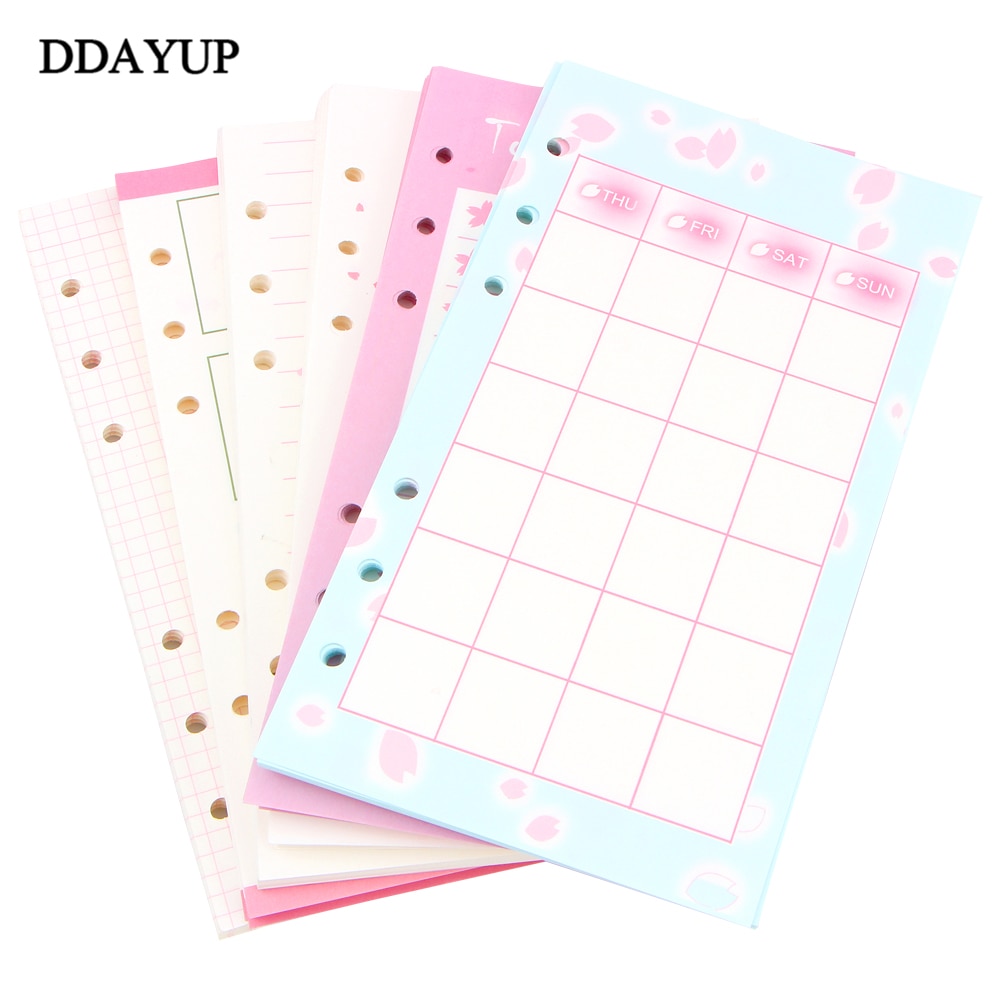 Cute Cherry blossom Series Notebook Filler Papers A5/A6 Color Diary Planner Filler Paper Stationery