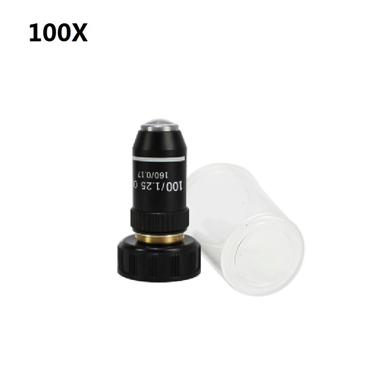 195 Achromatic Objective Lens 4X 10X 20X 40X 60X 100X f/ Biological Microscope Lens Coating RMS 20.2mm Standard Thread Interface: 100X