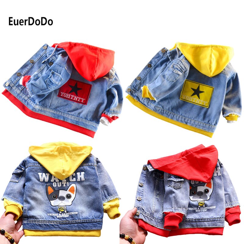 Abrigo para bebé de otoño e invierno, monos cortavientos para niño pequeño, chaqueta vaquera exterior de dibujos animados, Tops con capucha para niño, ropa