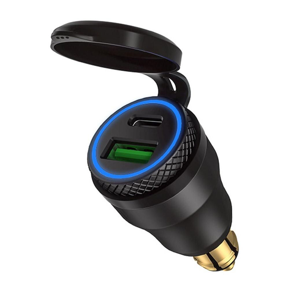 12V-24V QC3.0 USB Type C PD Fast Charging Power Adapter Charger Hella DIN EU Plug Socket for DUCATI Motorcycle B8