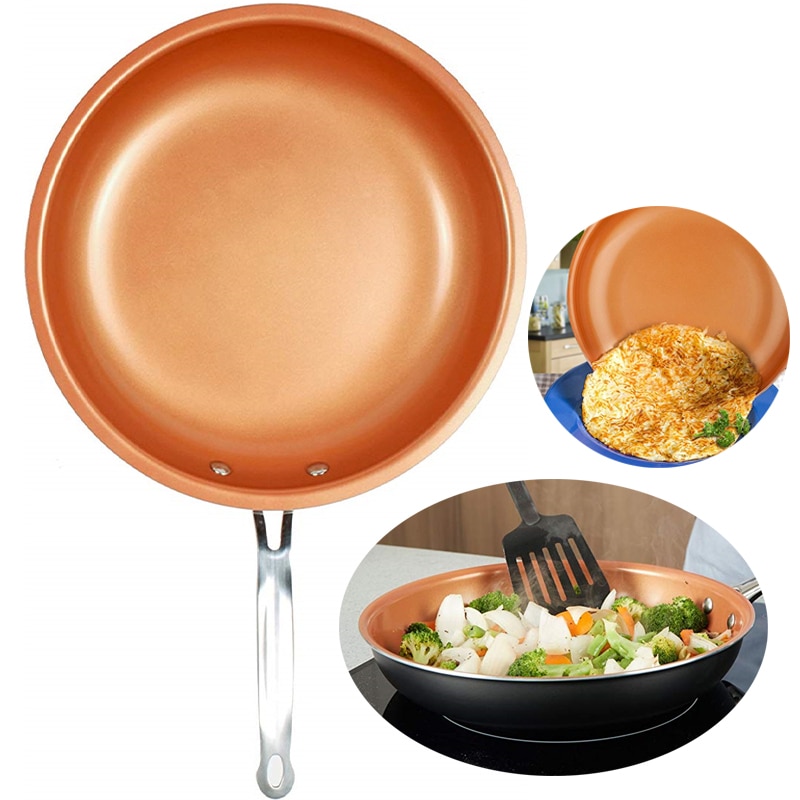 RedCopper FryPan 18/20/22/24 Cm Non-stick Aluminum Frying Pan Back Bottom Induction Cooker Aluminum Pan Stainless Steel Handle