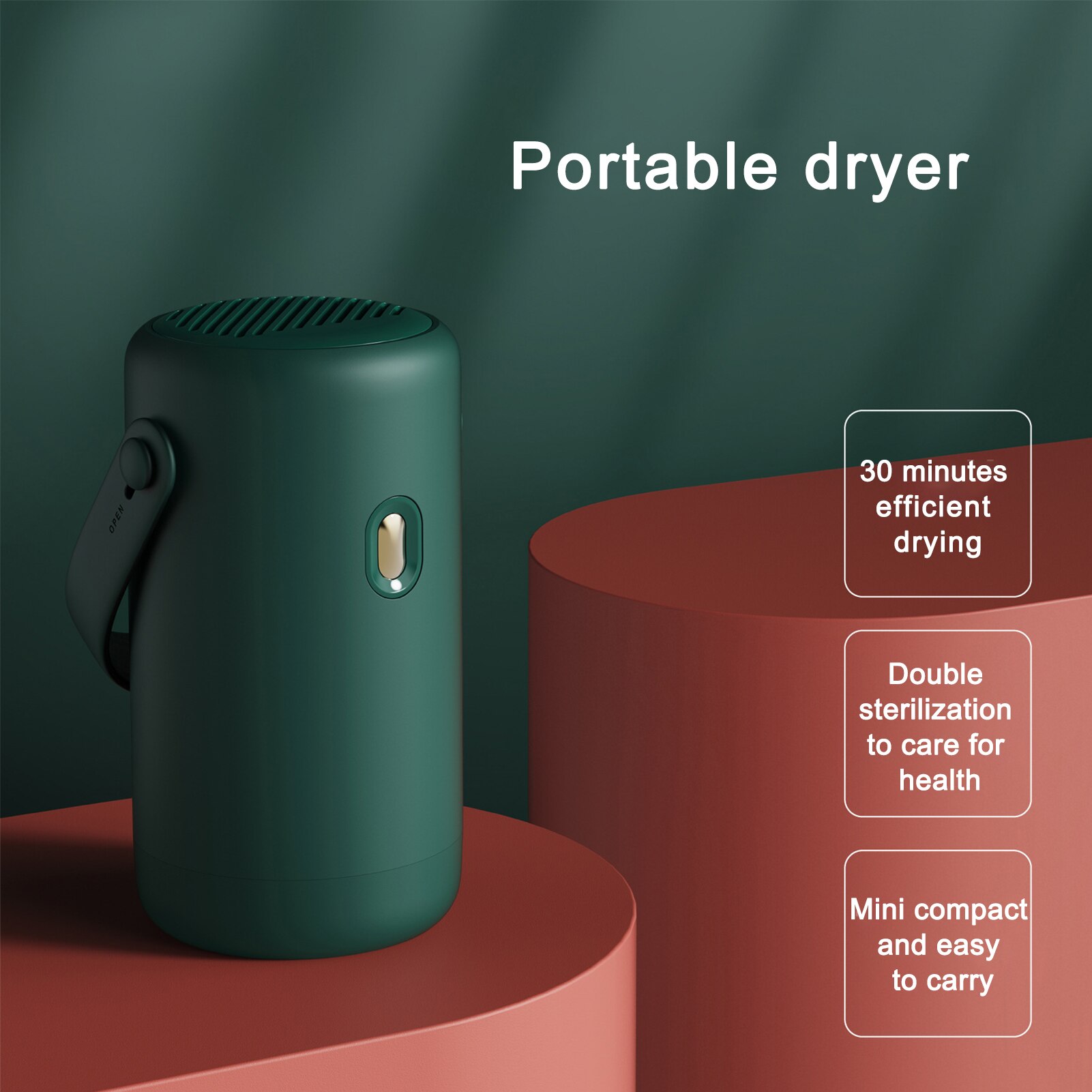 Portable Clothes Dryer Mini Clothing Automatic Dryer With Auto Shutoff Compact Indoor Dryer One Key Control Travel Socks Dryer