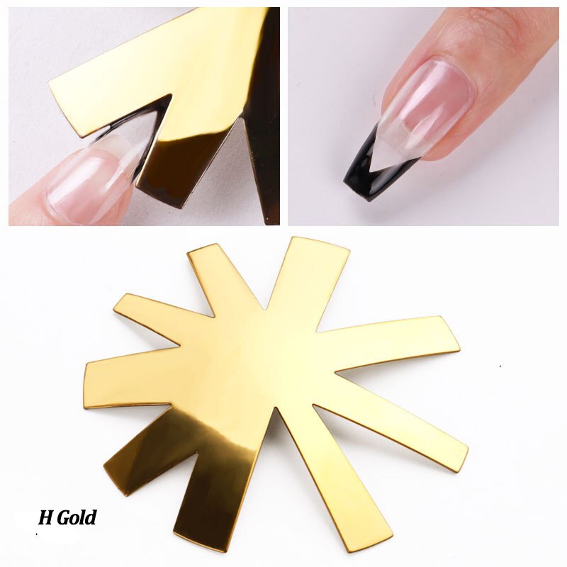 Pro 12 Style Easy French Smile Cut V Line Edge Trimmer Nail Cutter Almond Nail Stencil Styling Mold French Manicure Tools: VIOLET/紫罗兰