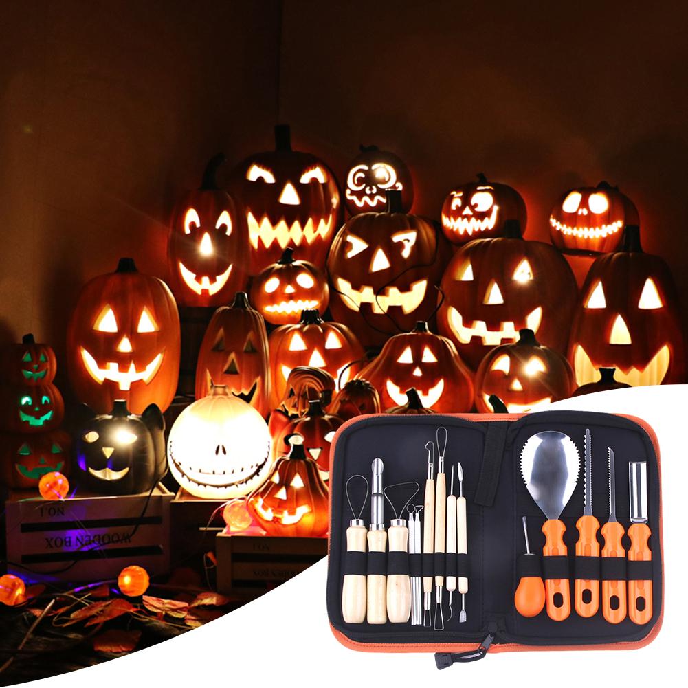 14 stk halloween græskar udskæring værktøjssæt græskar skære skulptur dekoration køkken værktøj sæt