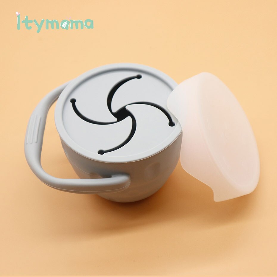 Silicone Tasse De Casse-Croûte Pour Les Tout-petits et Les Enfants Bébé Apprentissage D'alimentation Tasses Vaisselle Pour Enfants SANS BPA De Alimentaire En Silicone Étanche: SN001-5 Light Grey