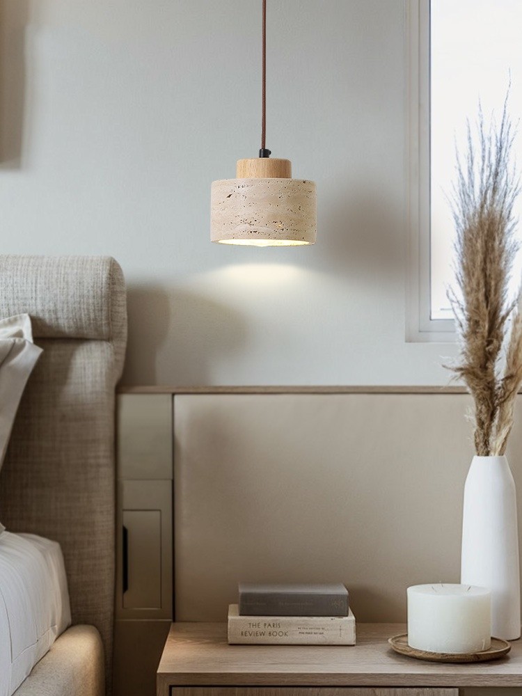 Japanse Stijl Kroonluchter Steen Hanglamp Travertijn Ophanging Plafond Led Hanglamp Kithcen Island Living