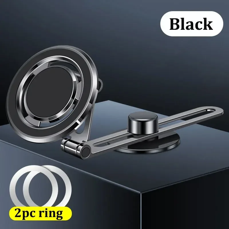 Soporte magnético para teléfono de coche, imán giratorio extensible magnético, soporte para teléfono inteligente para iPhone 15 14 13 Pro Max Samsung Xiaomi: Negro