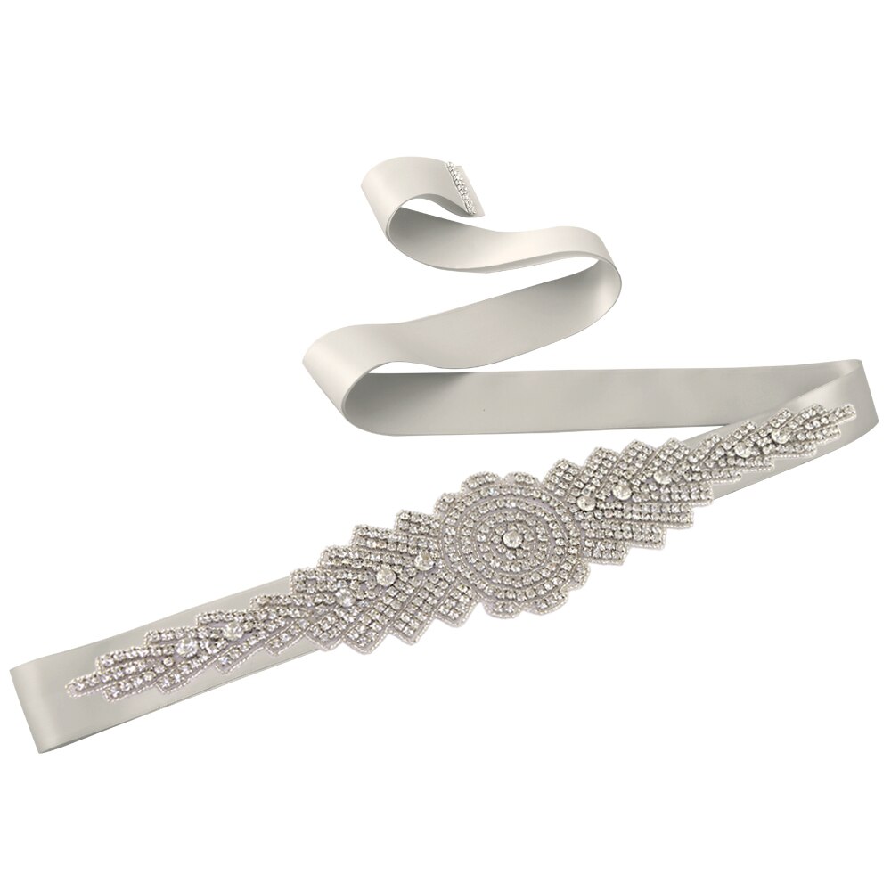 ZMS23 Wedding Dress Ivory Bride's Accessories Belt Bridemaid Brides Dresses Glitter Bridal Diamond Sash Women's Belts: sliver gray