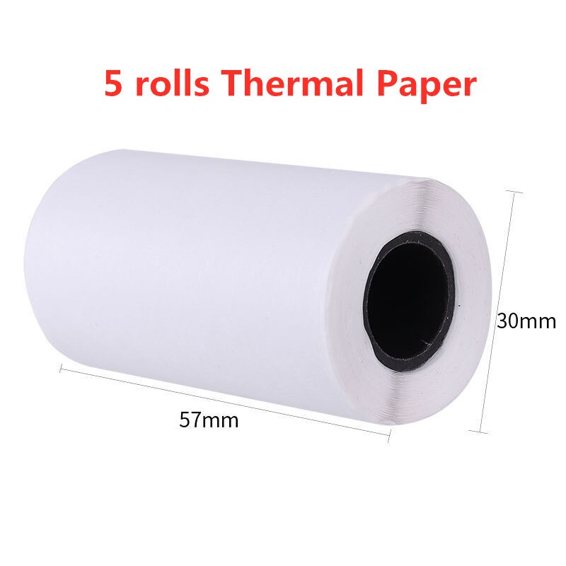 Thermische printer draagbare mini pocket thermische fotoprintcamera fotoprinter voor kinderverjaardag: 5 rollen