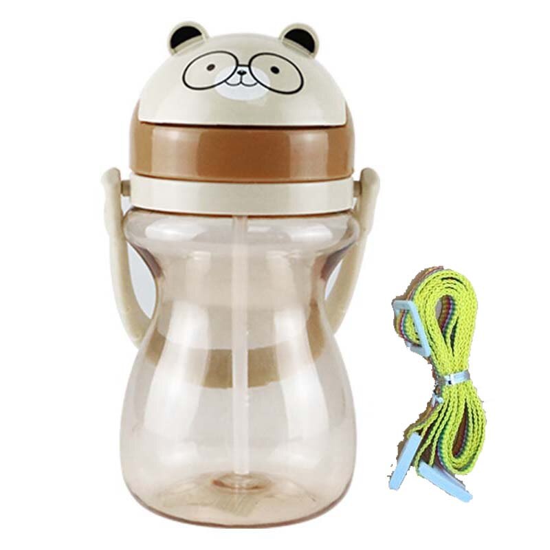 Cartoon dier baby waterfles kinderfles met rietje kinderdrinkfles rietje fles met handvat beker lekvrij: Koffie