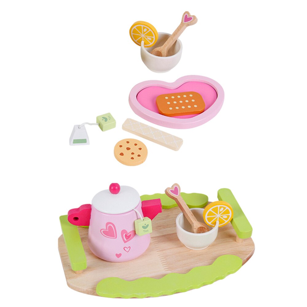 1 impostato Giocattolo Gioco di Ruolo Di Tè di Legno Utensili Da Cucina Piatto di Servizio Gioco di Ruolo Puntelli Giocattolo Educativo per il bambino