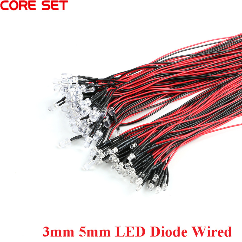 5 Stücke 5mm 3mm 5mm Leuchtdiode LED Verdrahtete Lampe Perle Modell Für Dekorative Spielzeug Anzeige 5V ~ 12V LED DIY Bausatz 20CM Länge NEUE