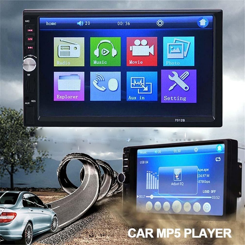 Mp5 bildisplay bil dobbel spindel  mp4 kort multimediaspiller multimediaspiller 7 tommers  mp5 bildisplay