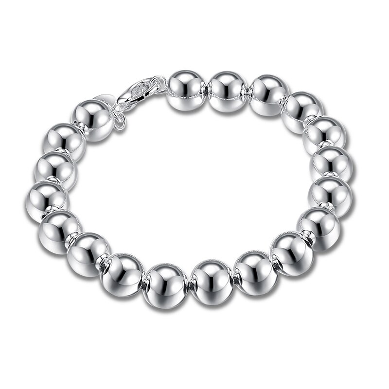 925 Silver Bead Chain Bracelet For Women Silver Jewelry Accessories Wide 4mm 6mm 8mm 10mm: 10mm