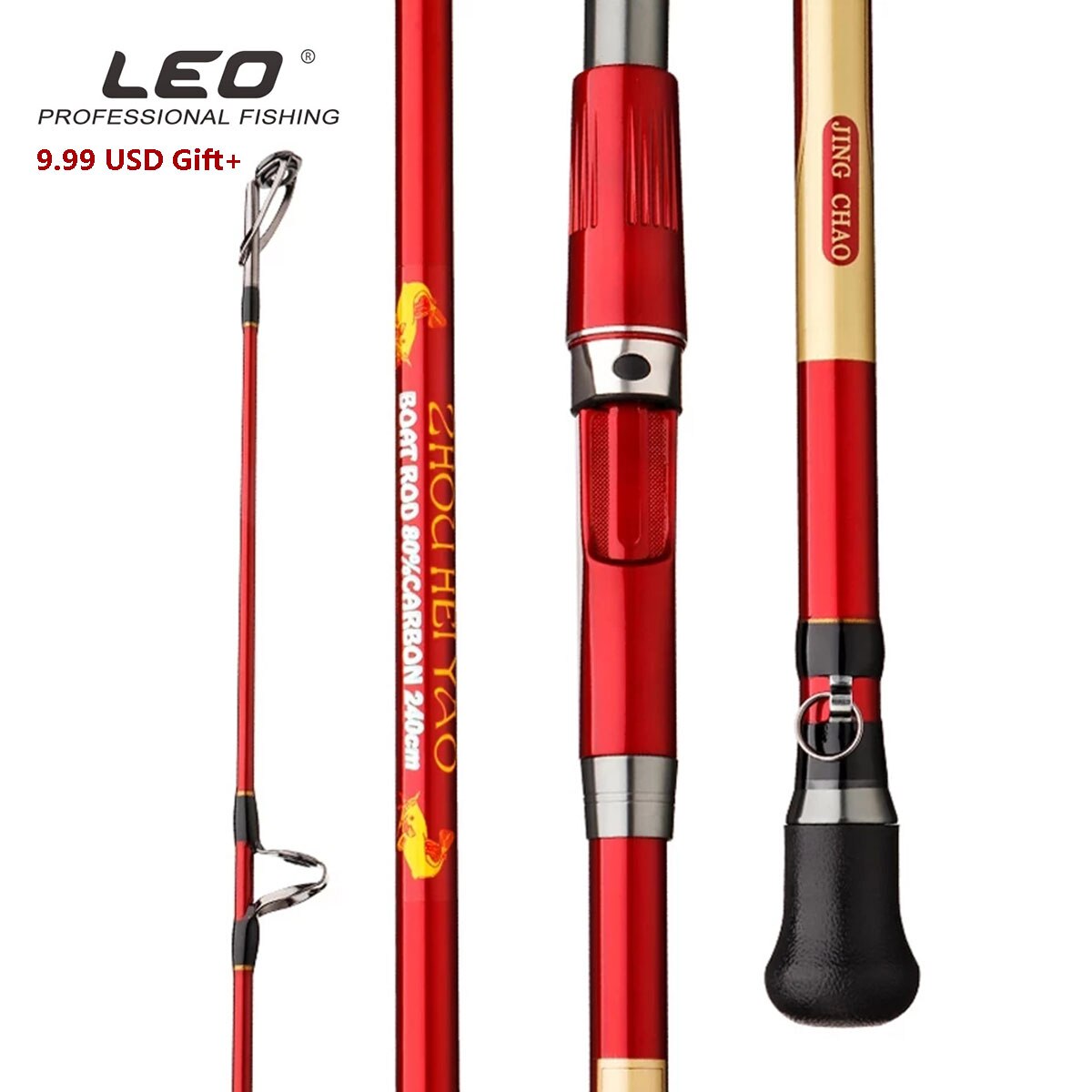 Zoutwater Offshore Heavy Trolling Hengel Big Game Conventionele Boot Vissen Roller Staaf Pole Draagbare 3-Sectie Reizen Pole