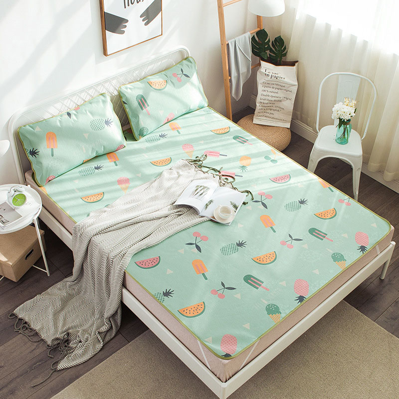 3 Stck Kühl Bett Matratze Mit Bettdecken Kissen Abdeckungen Ausgestattet Blatt setzt Mit Gel Für König Größe Bett Königin Größe: E / 180x200cm