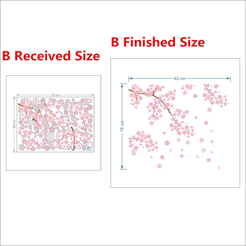 DIY Pink flower tree wall sticker Living Room Bedroom Wall Decal TV Sofa Background Home Decor Mural Wallpaper: B