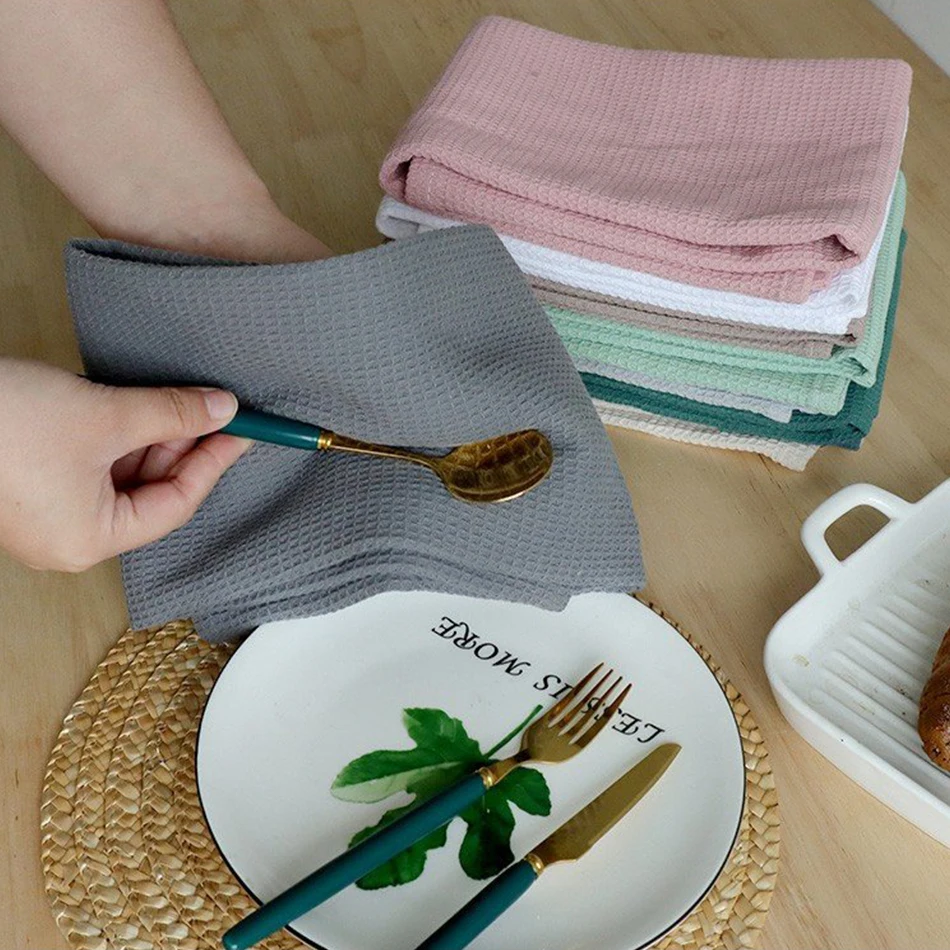 1/4PCS Cotton Waffle Weave Napkins, Absorbent Teatowel Dinner Table Reusable Towel,Kitchen Household Durable Cloth,17x25Inch