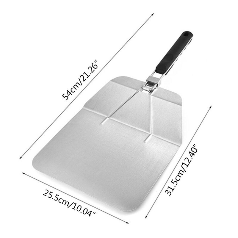 Folding Stainless Steel Pizza Peel 10 inch Pizza Peel, Baguette Transfer Peel Cake Lifter With Pizza cutter Wheel