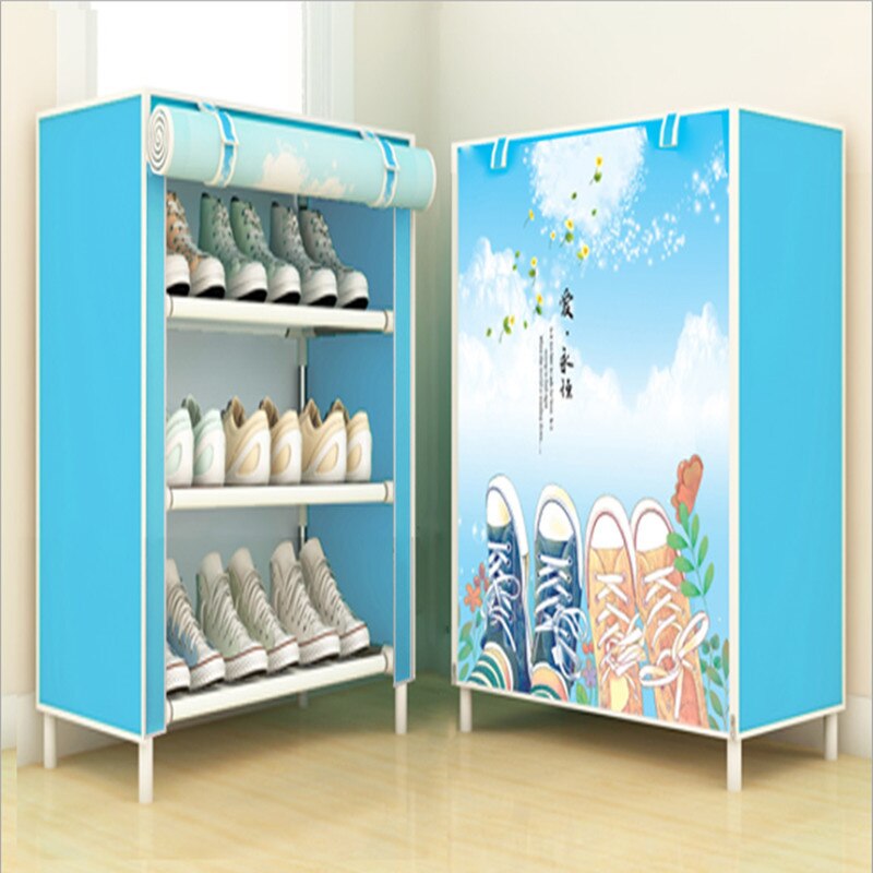 Simple sko skab sko opbevaring sko holder organizer non-woven stof opbevaring sko rack støvtæt opbevaring sko skab