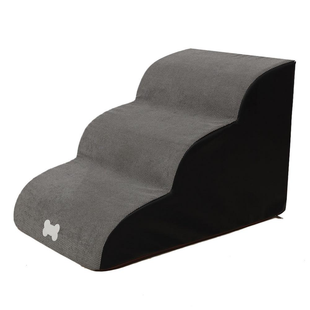 Escalera de 3 escalones para perros y mascotas, escalera de algodón antideslizante para gatos y cachorros, suministros para mascotas, herramienta de sofá de escalada: Gray