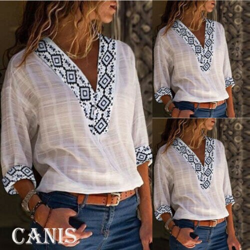 T-Shirt à manches longues en mousseline de soie pour femme, haut uni, col en v, ample, décontracté, été