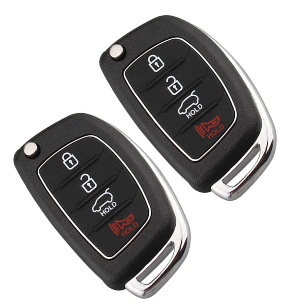 2x Keyless Entry Afstandsbediening Auto Smart Key Fob Case Shell Knop Pad Cover Voor Hyundai