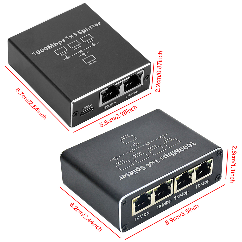 Splitter ethernet 1 to 3/4 gigabit splitter di rete gigabit  rj45 estensione di rete lan splitter lan per pc laptop router tv-box