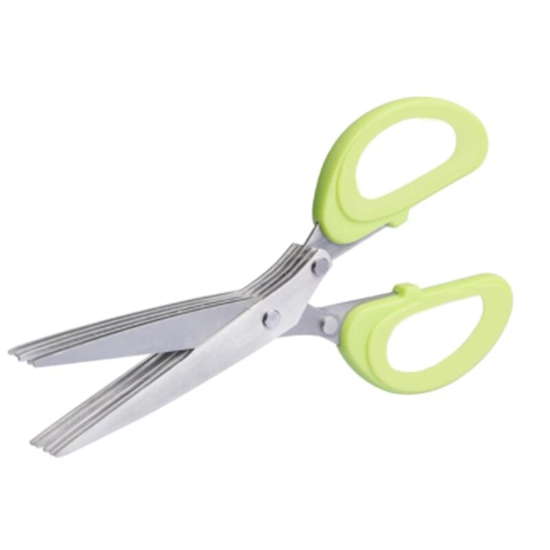 Multifunctional Cutter Greens Big Scissors Stainless Steel Cutting Knife Herb Seaweed Spice Scissors Paper Kitchen Accessories: 5 Layers Green